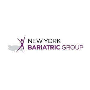 New York Bariatric Group logo with stylized figure, purple text.