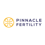 Pinnacle Fertility logo with yellow emblem and purple text on black background, representing fertility services and healthcare branding.