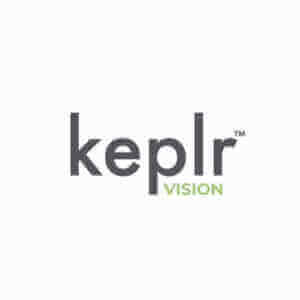 Keplr Vision logo, minimalist design with gray "keplr" text and green "VISION" text.
