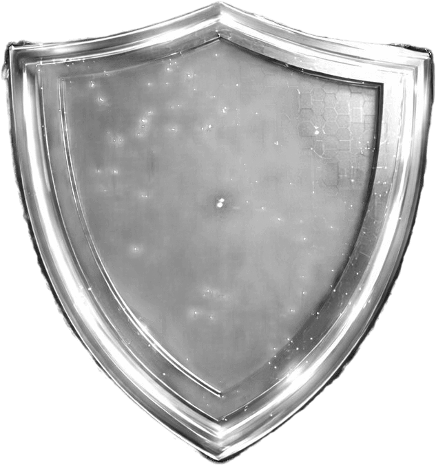 Shiny silver shield symbolizing cybersecurity protection and data defense.
