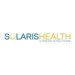 "Solaris Health logo with tagline 'A New Day in Healthcare' in blue and yellow, representing innovation in medical services."
